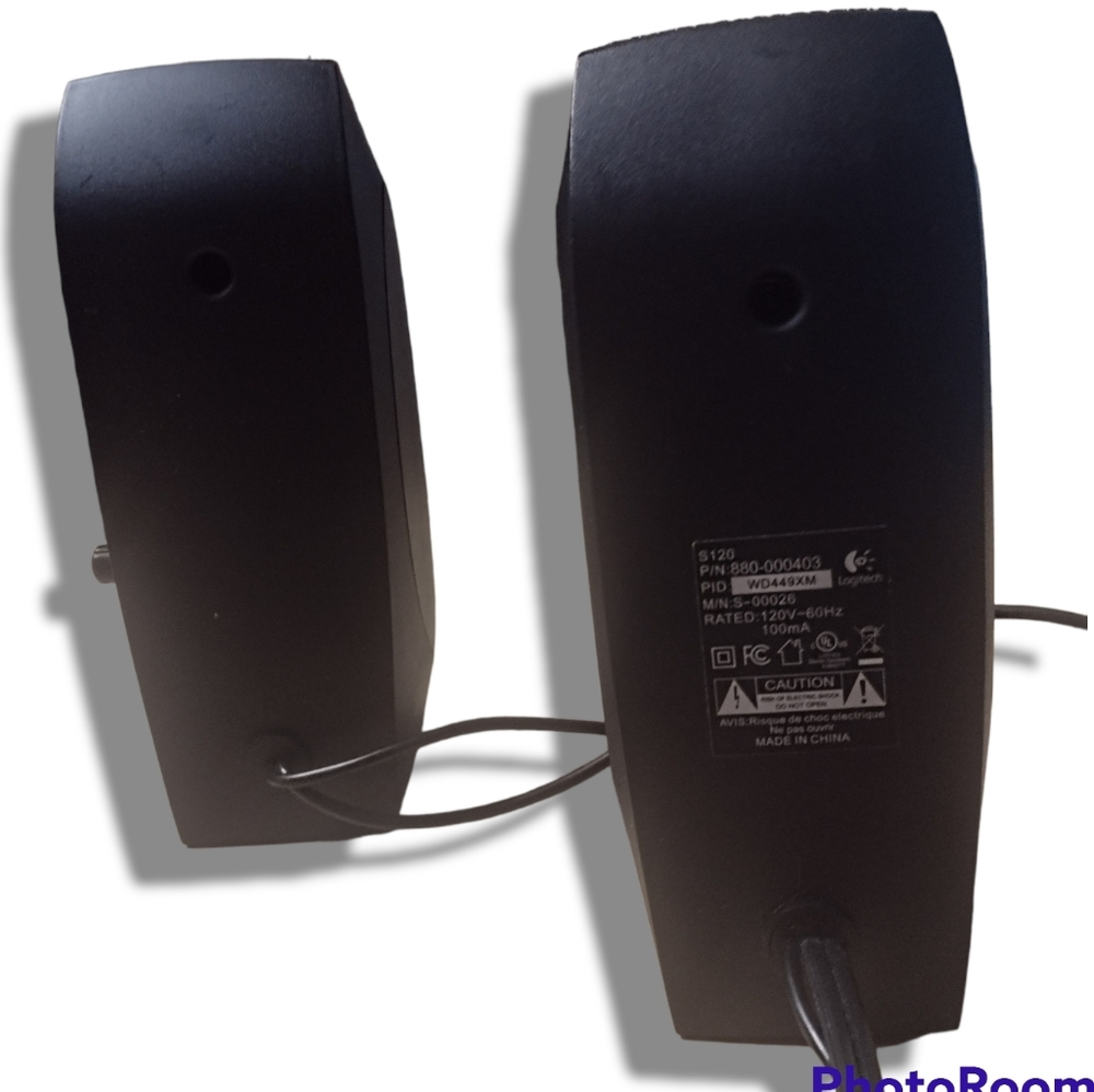 EUC Set of Logitech S-120 Black Wired Computer Speakers - Picture 3 of 7